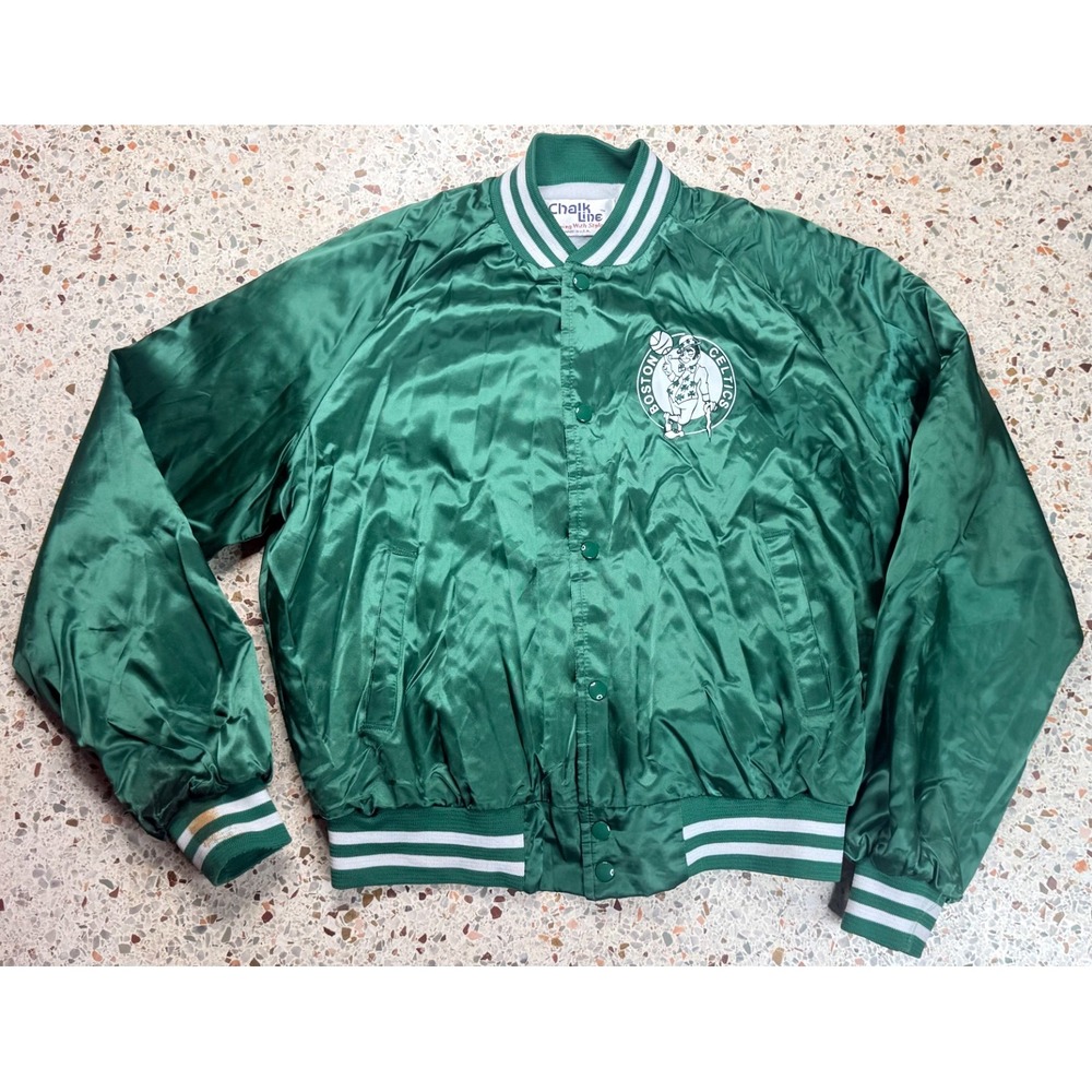 Chalk Line NBA Vtg Boston Celtics Satin Bomber Jacket Size Large